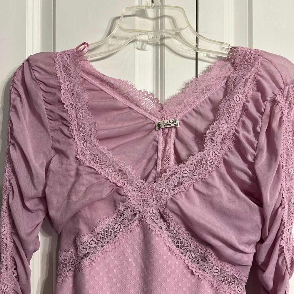 Intimately Free People  Women's Forever Young Bodysuit Plum Blossom Size S